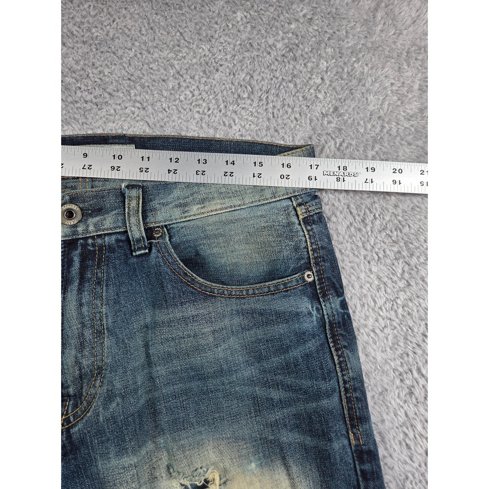 Express Jeans Kingston Tapered Leg 32x30 Blue Mens Classic Fit Distressed Denim - Picture 8 of 11